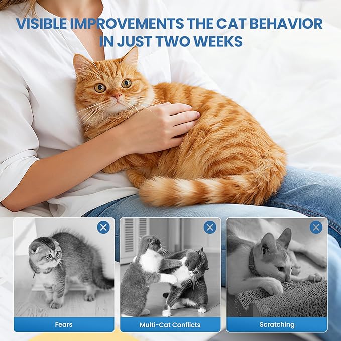 Cat Calming Diffuser, 4 in 1 Kitten Pheromones Calming Diffuser, Multicat Calming Diffuser, Relaxing Pheromone for Cat Relief Stress Anxiety Fighting Scratching, 1 Diffuser 3 Refill(48ml)