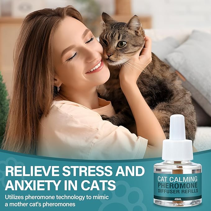 Cat Calming Diffuser Refill 6 Pack Cat Calming Pheromone Diffuser Refill Cat Plug in Pheromones Cat Stress Diffuser Cat Pheromones Calming for Cats Anxiety and Stress 48ml Vial-180 Days Fits All Cats