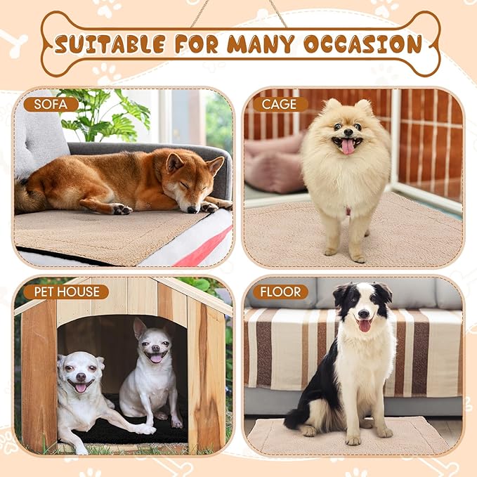 Novabright 3 Pack Self Warming Cat Bed 27x35 Inch Self Heating Dog Mat Reflects Body Heat Extra Warm Thermal Pet Pad Washable Cat Dog Bed for Outdoor Indoor Large Kittens Puppy(Black/Khaki)