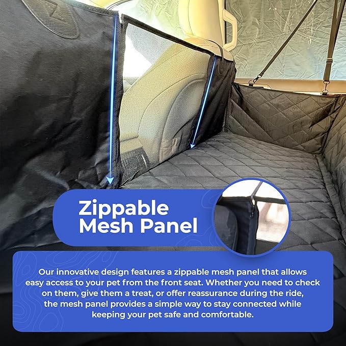 4Knines Hard Bottom Back Seat Extender for Dogs – Waterproof Dog Car Seat Cover – Heavy Duty Backseat Protector for Cars, SUVs, Trucks – Built-in EZ Open Door Protector (Camo, Regular)