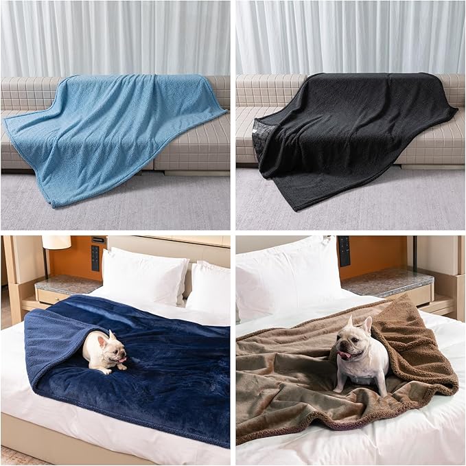 Brown Blanket for Dogs Waterproof Pet Blankets Reversible Dog Bed Cover Puppy Jacquard Cat Blankets Leakproof Sofa Couch Cover Mats for Warm Washable-Camel,XL