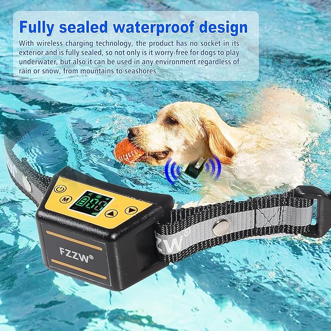 Plkm Wireless Dog Fence Pet Electric GPS Fence Containment System, Adjustable Control Range Warning Strength, Wireless Charging Wireless GPS Dog Fence, Fully Sealed Waterproof Collar Receiver