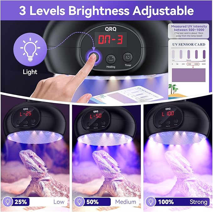 QRQ Chicken Coop Heater, 200W-350W-500W Reptile Heat Lamp with UVA UVB Dimmable Light 3-6-9-12H Timer, Chicken House Dog House Greenhouse Heater Outdoor,for Dog Cats Reptile Bird,Christmas Gifts