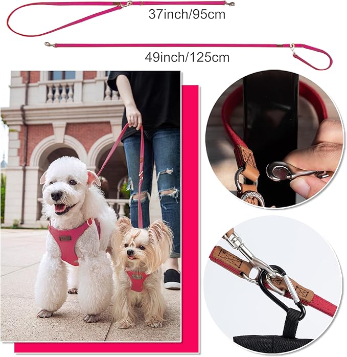 Puppytie No Pull xs Dog Harness with Multifunction Dog Leash,Soft Adjustable No Choke Escape Proof Pet Harness Vest,red,XS