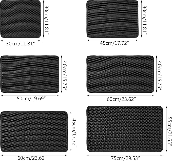 Cat Litter Mat Litter Tray Mat,Double Layer Design Waterproof Urine Proof Trapper Mat and Water Scatter Control Washable XS-XXL