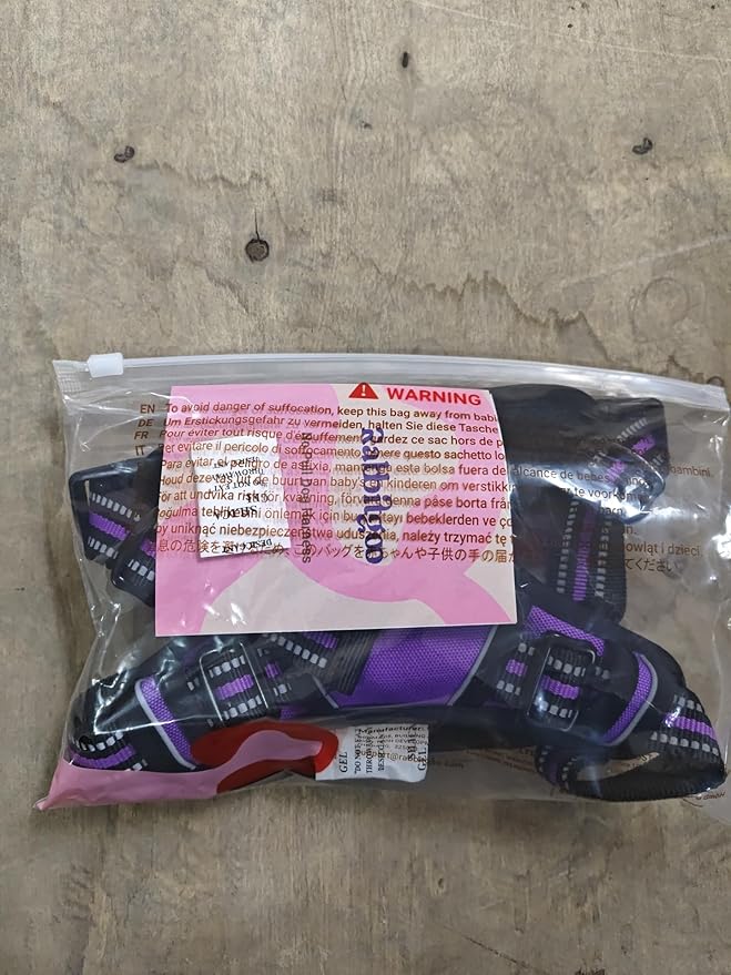 rabbitgoo Dog Harness, No-Pull Pet Harness with 2 Leash Clips, Adjustable Soft Padded Dog Vest, Reflective No-Choke Pet Oxford Vest with Easy Control Handle for Large Dogs, Purple, L