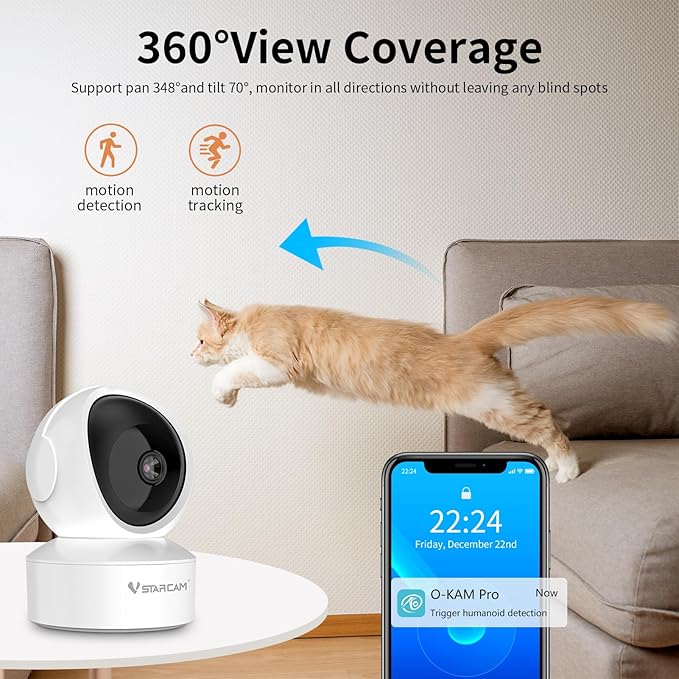 VSTARCAM 5G Security Camera Indoor, 4MP 2.5K Pet Camera with Speaker for Dog/Cat, Baby Monitor with Phone App, Dual-Band WiFi, Auto Tracking, IR Night Vision, 2-Way Talk, Cloud & SD Card Storage