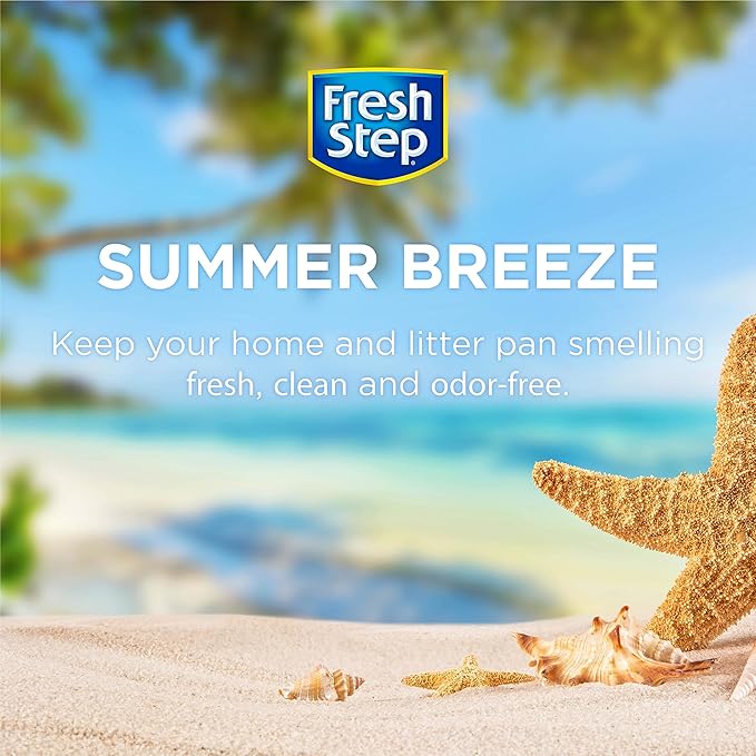 Fresh Step Cat Litter Crystals in Tropical Summer Breeze Scent - Cat Litter Box Deodorizer - Combats Odors and Neutralizes Smells to Keep Your Home Clean, 15 Ounce