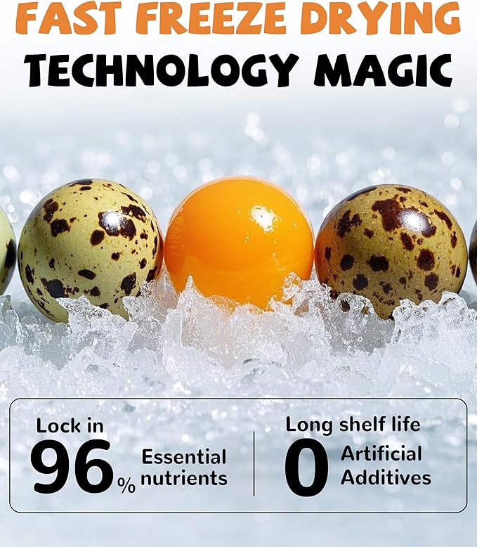 PAWUP Freeze Dried Cat & Dog Treats, Natural Quail Egg Yolk, Single Ingredient, High-Protein Pet Snacks for Skin & Coat Health, No Artificial Additives, 9.2 oz