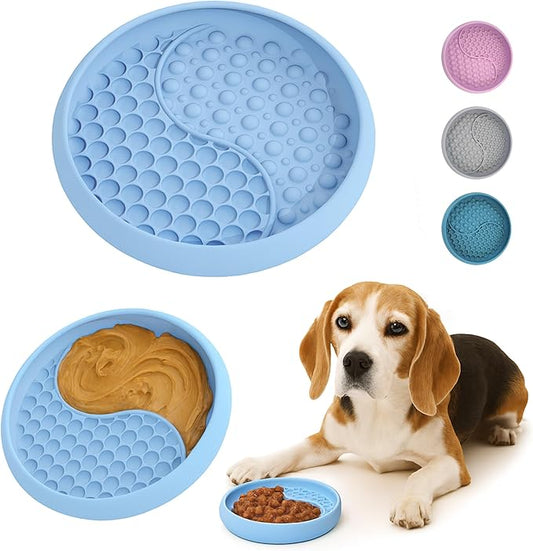 YAMI Bowl Lick Mat for Dogs & Cats, Slow Feeder Bowls, Cat Slow Feeder, Dog Enrichment Toys with Suction Cup for Anxiety Relief, Food-Grade Silicone, Dishwasher Fit, for All Breed (Light Blue)