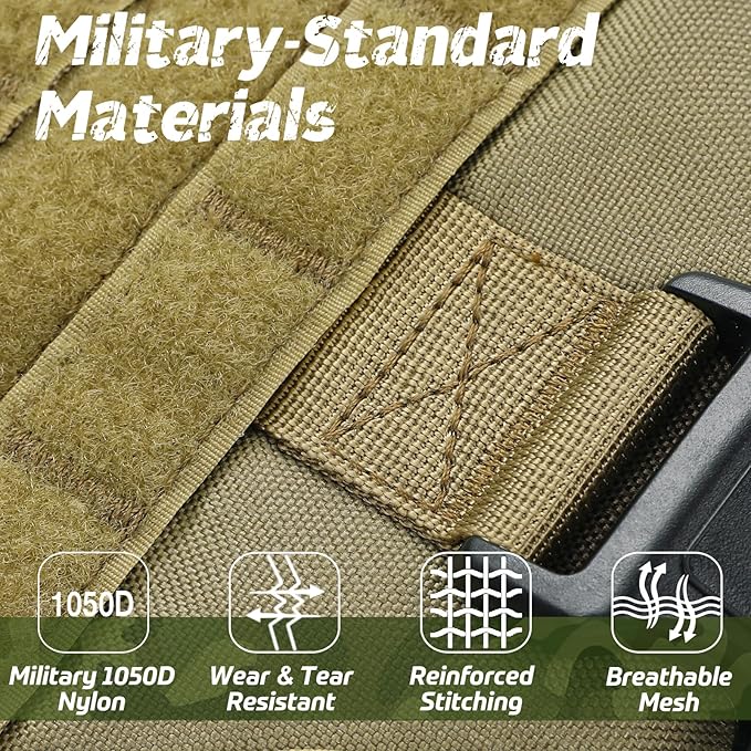 rabbitgoo Tactical Dog Harness for Small, Heavy Duty Pet Harness with Handle, No-Pull Service Vest Small Breed, Adjustable Military Dog Vest for Training Hunting Walking, Brown, S