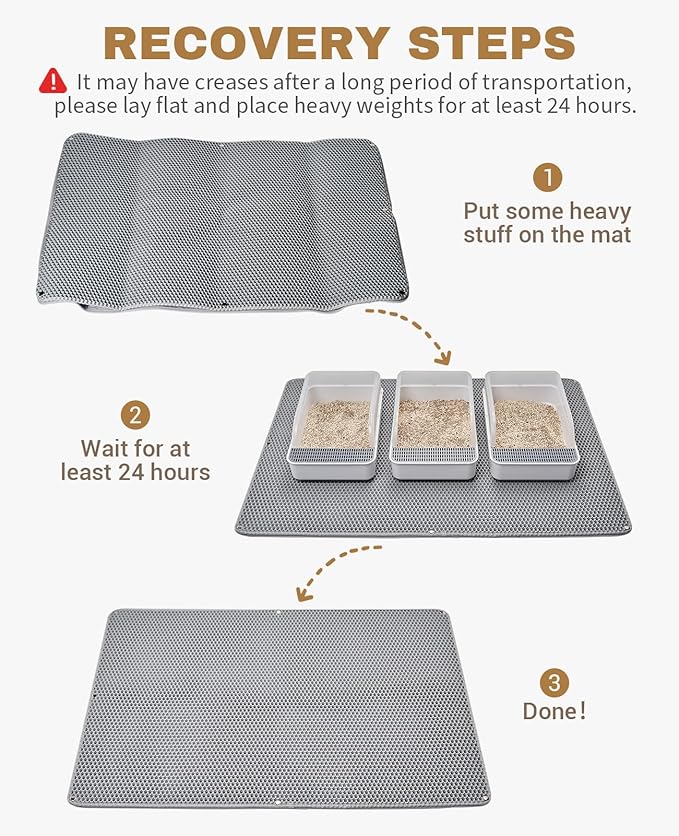 Fostanfly Cat Litter Mat - Extra Large XL 45"x 27" Cat Litter Trapping Mat, Machine Washable Double Layer Design, Urine & Waterproof for Kitty- Easy Clean for Floor