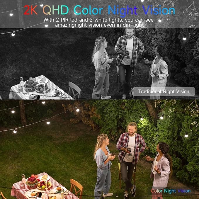 Rraycom 5G&2.4G Security Cameras Wireless Outdoor,Tuya Smart Camera, with AI Motion Detection,2K Color Night Vision, 2-Way Audio, Waterproof, SD/Cloud, Works w/Alexa