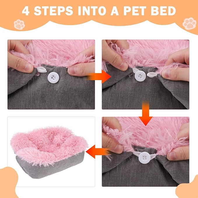 SCENEREAL Self-Warming Cat Bed Mat for Cats Small Dogs, Function 2 in 1 Soft Plush, Washable Pet Mat Autumn Winter Indoor Snooze Sleeping for Kittens Puppy Dog