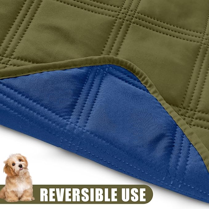 Smiry Waterproof Dog Bed Cover Blanket 30x53, Soft Reversible Pet Blanket, Washable Leakproof Cats Dogs Couch Cover for Sofa, Couch, Furniture, Lattice, Green/Navy