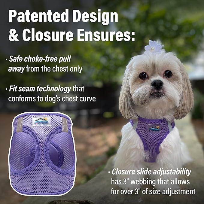 Doggie Design Dog Harness - No Choke Dog Harness, Dog Vest, Mesh Polyester, Pet Harness, Simple Step in and Go Design - Paisley Purple - M