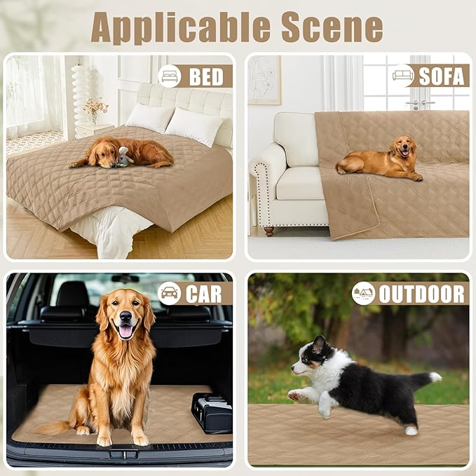 Smiry Waterproof Dog Bed Cover Blanket 30x53, Soft Reversible Pet Blanket, Washable Leakproof Cats Dogs Couch Cover for Sofa, Couch, Furniture, Lattice, Camel/Camel