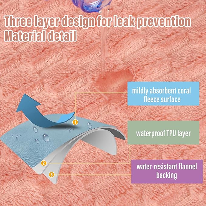 Water Resistant Blanket for Bed, 80"x90" Leakproof & Pet Friendly - King Size Waterproof Blanket, Reversible Large Water Resistant Throw (Peachy Pink/Peach Cream)