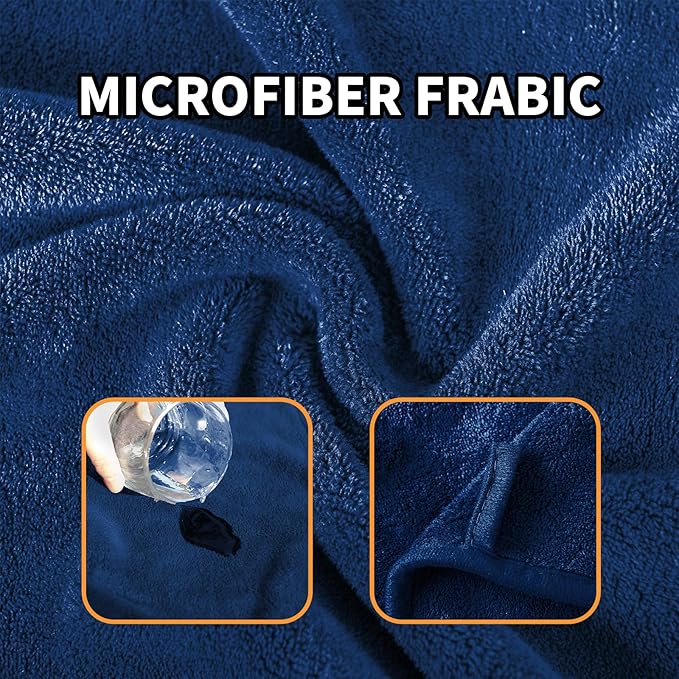 Dog Towel Dog Bathrobe, Microfiber Super Absorbent Pet, Quick Drying Robe for After Bath, Adjustable Collar & Belly Strap Pet Cat Bath Robe Towel Blue-L