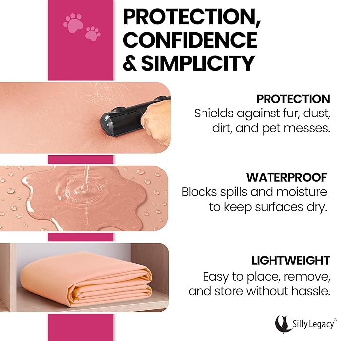 SILLY LEGACY Thin Reversible Waterproof Protective Cover or Liner for Bed or Couch (Queen Size, 96 x 82 inch), for Dogs and Cats, Babies; Incontinence, Dirt, Drool