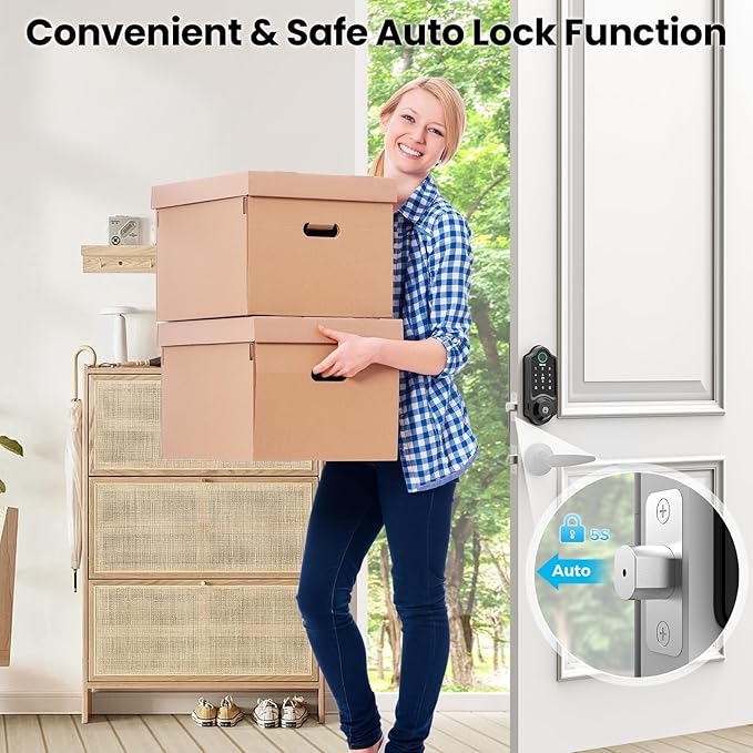 DEVO G8 Smart Lock, 6-in-1 Fingerprint Keyless Entry Door Lock with Doorbell, Built-in Wi-Fi, APP Remote, Auto-Lock, Front Door Smart Deadbolt, Easy Install, IP54 Waterproof