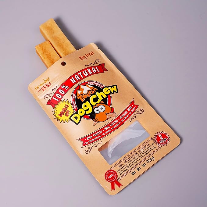 Tibetan Dog Chew Yak Cheese Sticks (2 Large Chews) - Handmade Treats for Large Dogs, Long-Lasting, Easy to Digest, Grain-Free, Gluten-Free, Supports Dental Health, for Aggressive Chewers