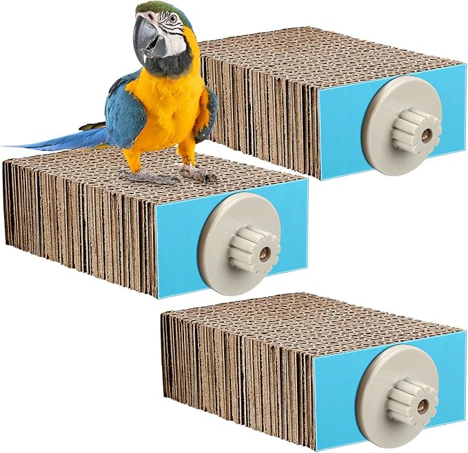 Skyygemm 3 Pcs Bird Chew Toys Parrot Perch Cardboard Platform for Cage Bird Paw Grinding Stand Parrot Cage Playground Exercise Toys for Macaws Small Parakeets Budgies Conure Cockatiel (Small)
