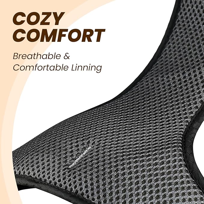 VIVAGLORY Dog Harness Easewalk No Pull Dog Harness with Handle & Front Back Clip for Training Lifting, Easy On Adjustable Padded No Pull for Pet & Puppy, M, Orange