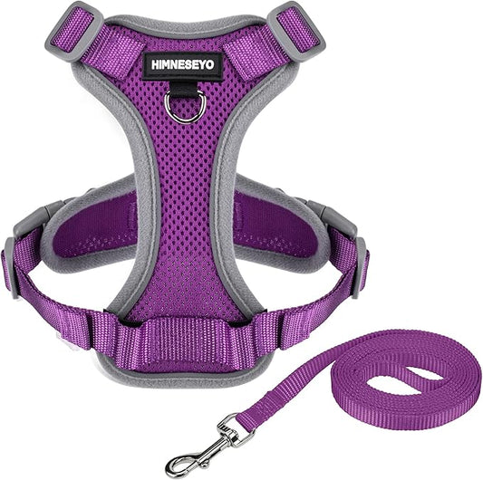 Small Dog Harness and Leash Set, No Pull Adjustable Pet Harness for Small Dogs, Breathable Mesh Rflective Dog Vest Harness (Purple, XS)