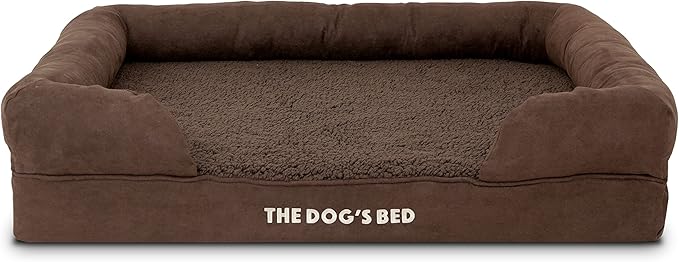 The Dog’s Bed, Large Brown Plush, Memory Foam, Pain Relief: Arthritis, Hip & Elbow Dysplasia, Post Surgery, Lameness, Supportive, Calming, Waterproof Washable Cover, Veterinary Approved