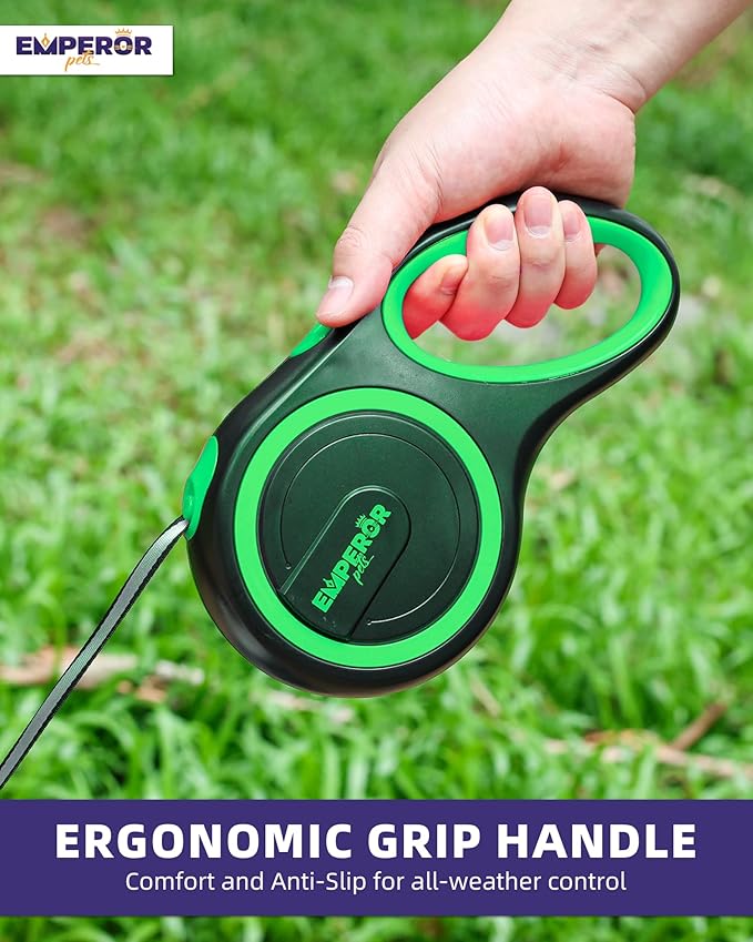 Emperor Pets 16 Feet Retractable Dog Leash Small Dogs - Up to 44lbs, Heavy Duty Leash Retractable 16 ft, Dog Leashes for Small Breed Dogs -GN16S