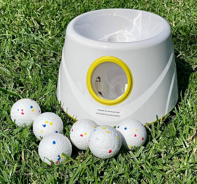Automatic Ball Launcher for Dogs, Dog Ball Launcher with 6 ETPU 2.3” Balls, Adjustable Distance Thrower for Indoor & Outdoor Fetch Play, Interactive Pet Toy for Small & Medium Dogs