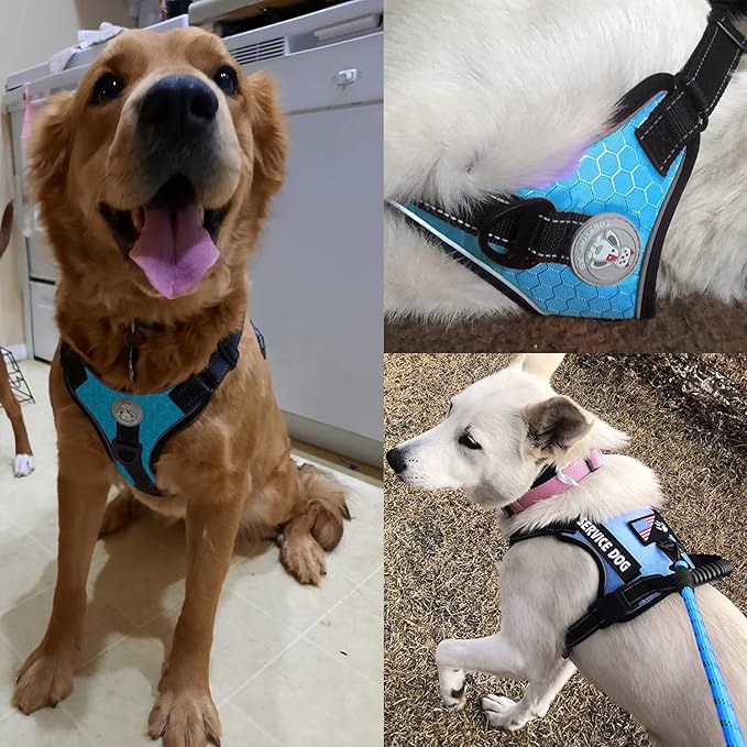 Cymiler Service Dog Vest,No-Pull Dog Harness and Leash Set,Adjustable Oxford Reflective Service Dog Vest Harness with Handle for Outdoor Walking Training,Easy Control for Small Medium Large Dogs