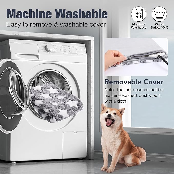 Newget Cat Heating Pad, Waterproof Pet Heating Pad for Cats Dog Indoor, 11 Adjustable Temperature Cat Warming Bed Mat with Timer, Indoor Heated Bed with Chew Resistant Cord (M: 28'' L X 18'' W)