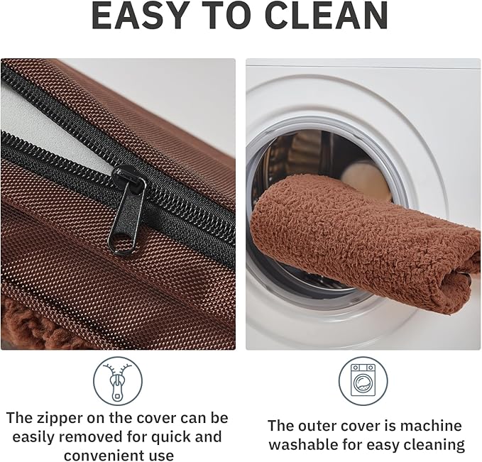 Bedfolks Orthopedic Dog Bed for Jumbo Dogs - Egg Foam Dog Crate Bed with Removable Waterproof Cover, Pet Bed Mat Suitable for Dogs and Pets Up to 150 lbs (54 x 44 x 4 inches, Brown)