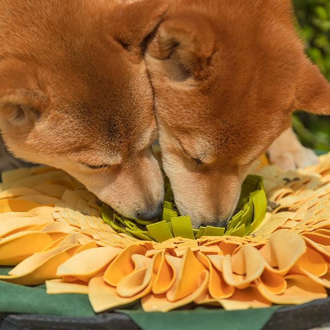 Snuffle Mat for Dogs Sunflower Interactive Puzzle Slow Feeder Dog Treat Mat for Boredom Training Stress Relief and Encourages Natural Foraging Skills Enrichment Toys to Keep Them Busy Yellow 20Inch