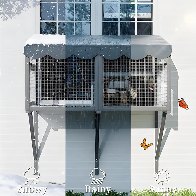 Cat Window Box,Outdoor Enclosure for Indoor Cats,Expandable Cat Window Perch for Indoor CatsCat Wall-Mounted Perch Suitable for Wooden&Cement Wall for Sunbathing,Napping,Overlooking,All Weather Use