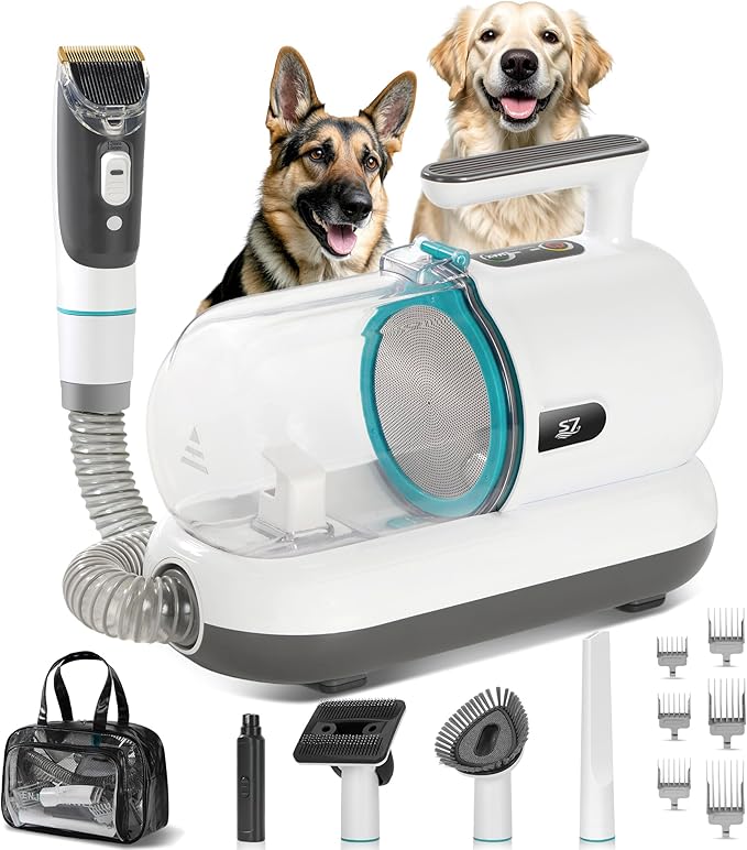 S7 Dog Grooming Vacuum Kit with Nail Grinder,1.5L Dust Cup,Dog Hair Vacuum for Shedding,Grooming Tools for Dogs,Home Cleaning