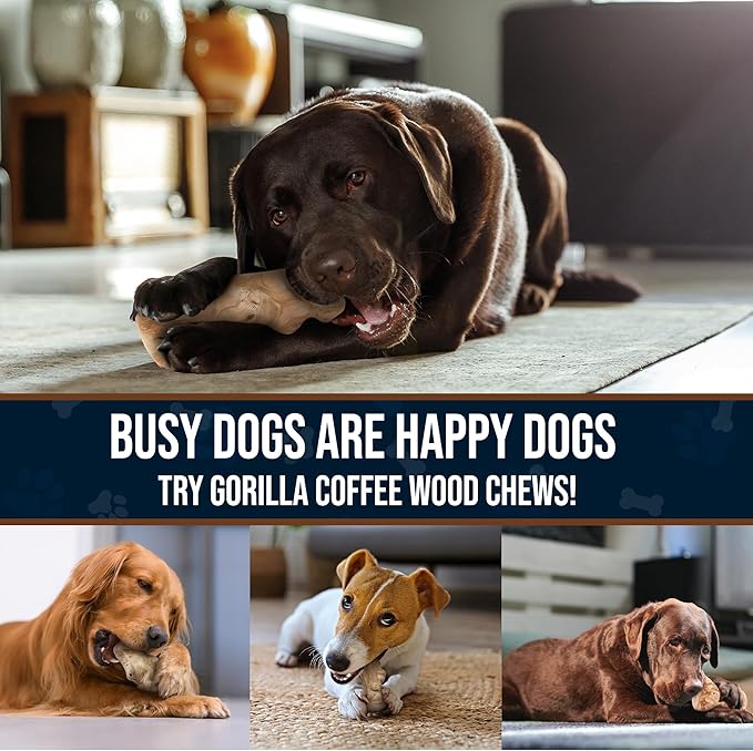 Gorilla Chew Toy Made from Real Coffee Wood - Coffee Wood Dog chew Large for Dog Over 70lbs 100% Natural, Organic Toys - Dog Health, Teeth Cleaning, Relieve Stress