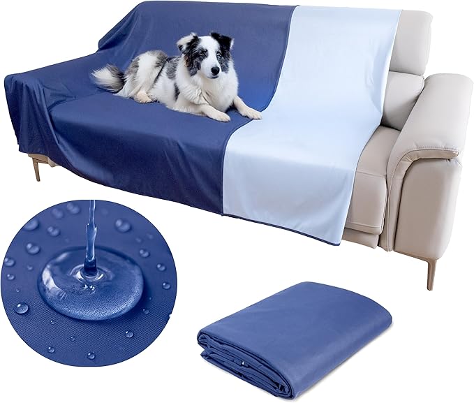 SILLY LEGACY Thin Reversible Waterproof Protective Bed Cover (King Size, 100 x 96 inch), for Pets, Babies; Incontinence, Dirt, Drool