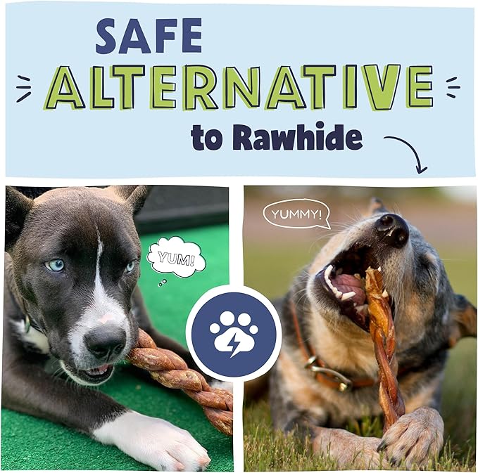 Pawstruck Natural 7” Braided Bully Sticks for Dogs, Tough Long-Lasting, Rawhide-Free, Low Odor, Healthy Single Ingredient Chew Treat for Aggressive Chewers, 25 Count, Packaging May Vary