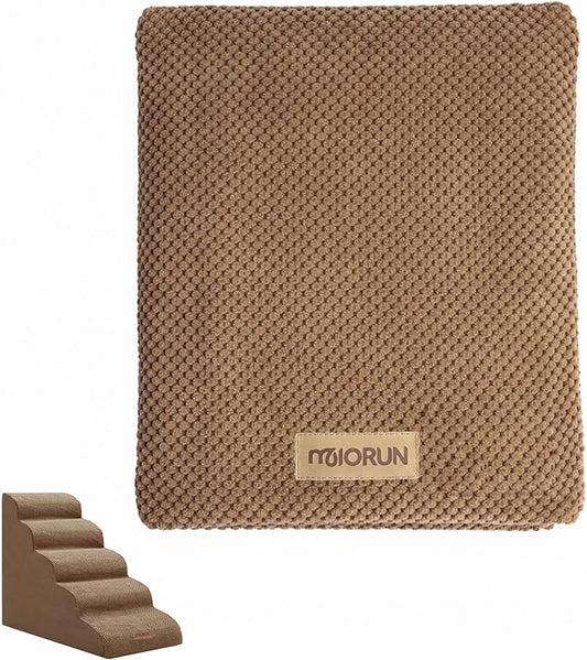 Replacement Cover for Miorun 5-Step Dog Stairs (Cover Only), Machine Washable, Anti-Slip, Fits Curved Dog Ramp for High Bed Up to 26", Coffee