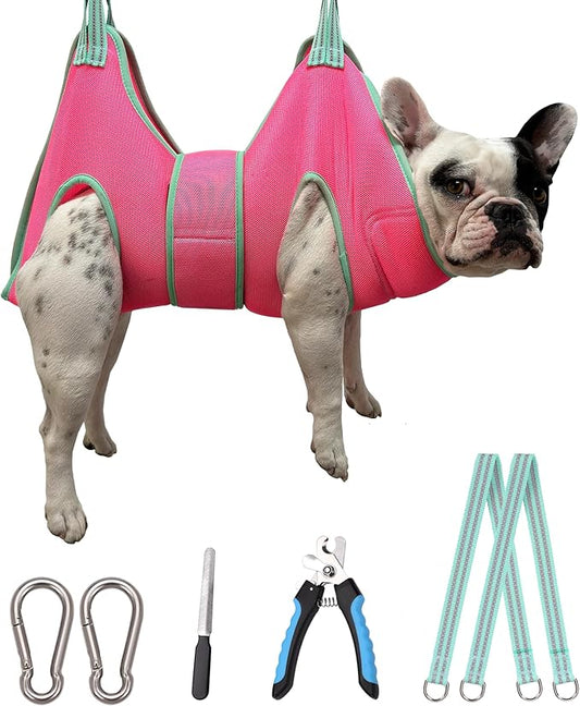 Dog Grooming Hammock, Medium Hanging Harness Holder Hanger for Nail Clipping,Nail Trimming Hammock,Dog Sling Restraint with Thick Fabric Neck Support for Claw Care