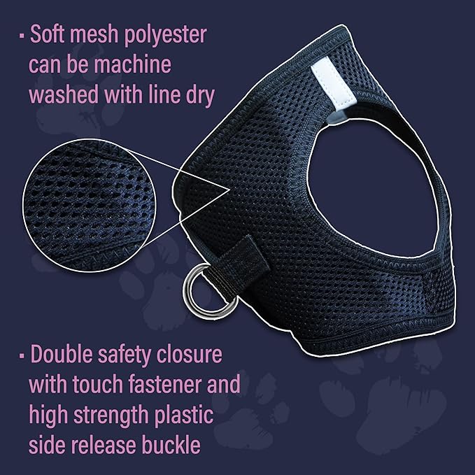Doggie Design Dog Harness - No Choke Dog Harness, Dog Vest, Mesh Polyester, Pet Harness, Simple Step in and Go Design, Harness for Dog - Black, X-Large