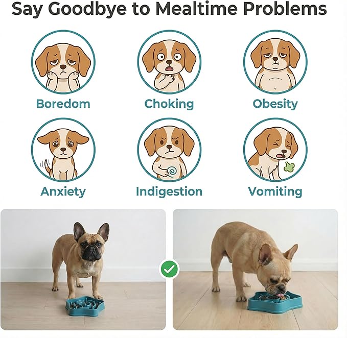 Pet Slow Feeder Bowl for Small Dogs, Puzzle Feeder for Petite Dogs, Anti-Choking, Slow Eating, 350ML Capacity, BPA-Free, Small Size