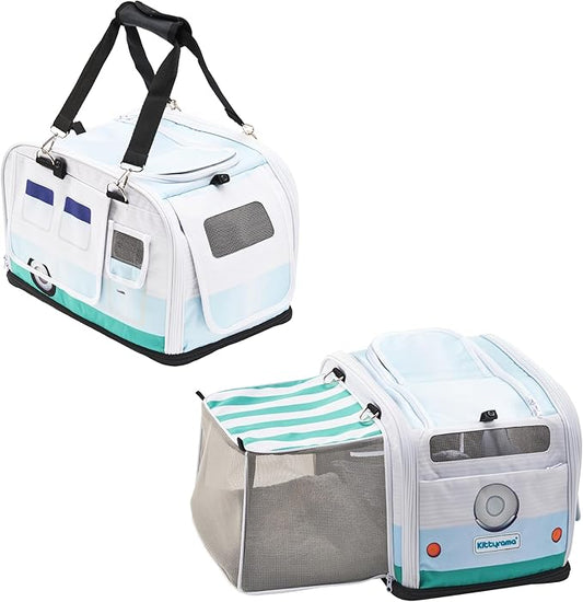 Premium Soft-Sided 2-in-1 Kittyrama Cat Carrier & Home Hideaway – Vet-Recommended Calming Den, Dual-Use Lounge & Travel Carrier with SBS Zippers, Airline-Approved Under-Seat Fit