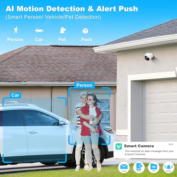 2K 32G MagCam, Security Cameras Wireless Outdoor Indoor for Home Security with AI Motion Detection, 32G SD/Cloud Storage, Color Night Vision, 2-Way Audio