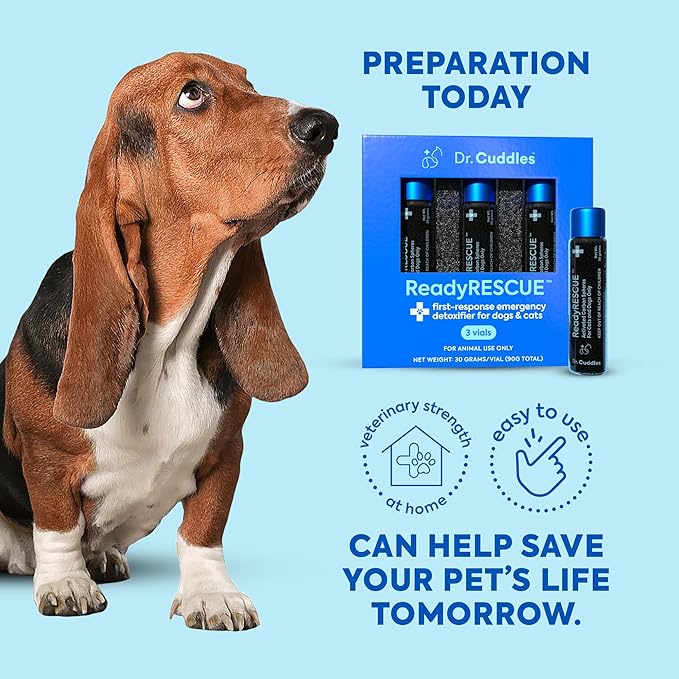 Dr. Cuddles ReadyRESCUE - Dog First Aid Kit Essential - Activated Charcoal Detox for Dogs, Cats, Pets - Animal First Aid Kit - Dog Medical Emergency Kit - Dog Travel Essentials - 30g (3 Vials of 30g)