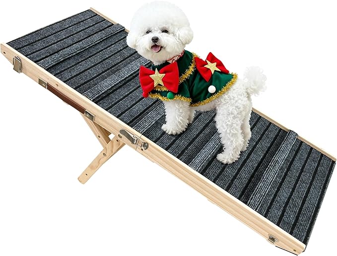 Dog Ramp for Bed-Non-Slip - Extra Wide Pet Ramp for Small Large Dogs to Get on Couch Car Wooden Foldable Dog Ramp Seamlessly Connects Platform -Hold up to 110 Pound-Adjustable, Foldable (M)