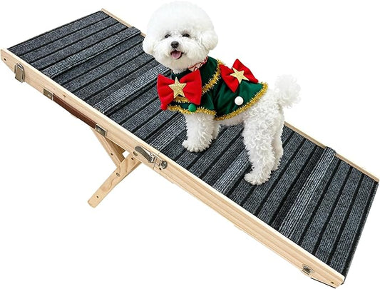 Dog Ramp for Bed-Non-Slip - Extra Wide Pet Ramp for Small Large Dogs to Get on Couch Car Wooden Foldable Dog Ramp Seamlessly Connects Platform -Hold up to 110 Pound-Adjustable, Foldable (M)